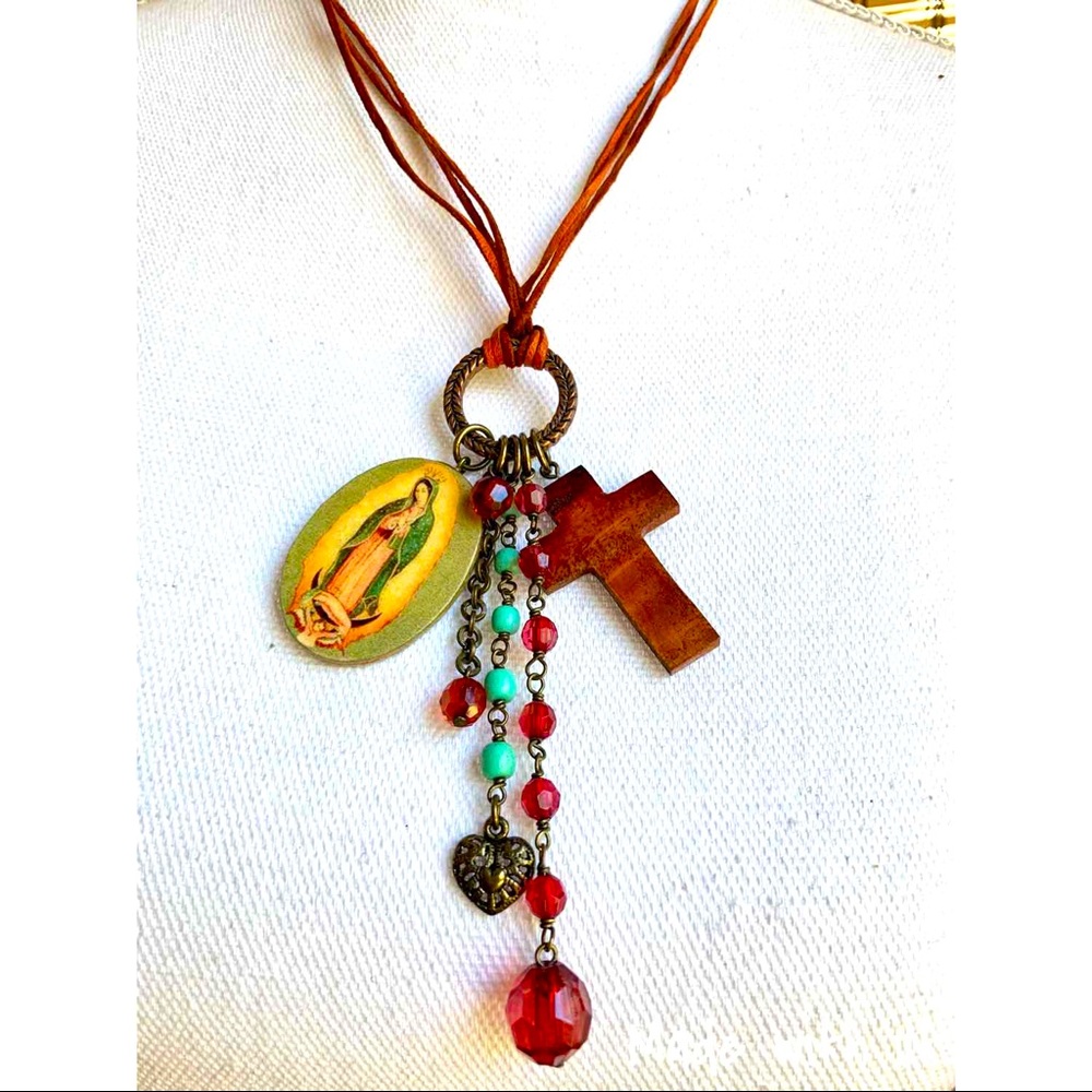 OUR LADY OF GUADALUPE HANDMADE NECKLACE 19.5”